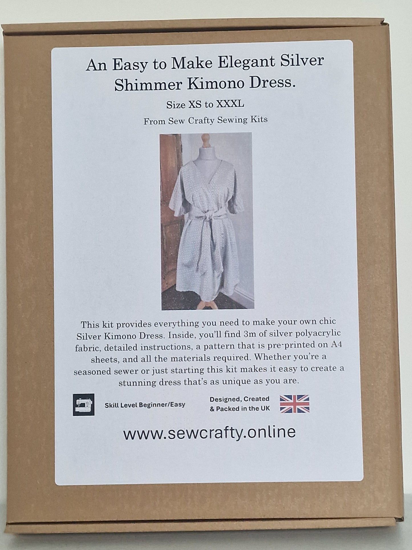 Silver Shimmer Kimono Dress Sewing Kit.