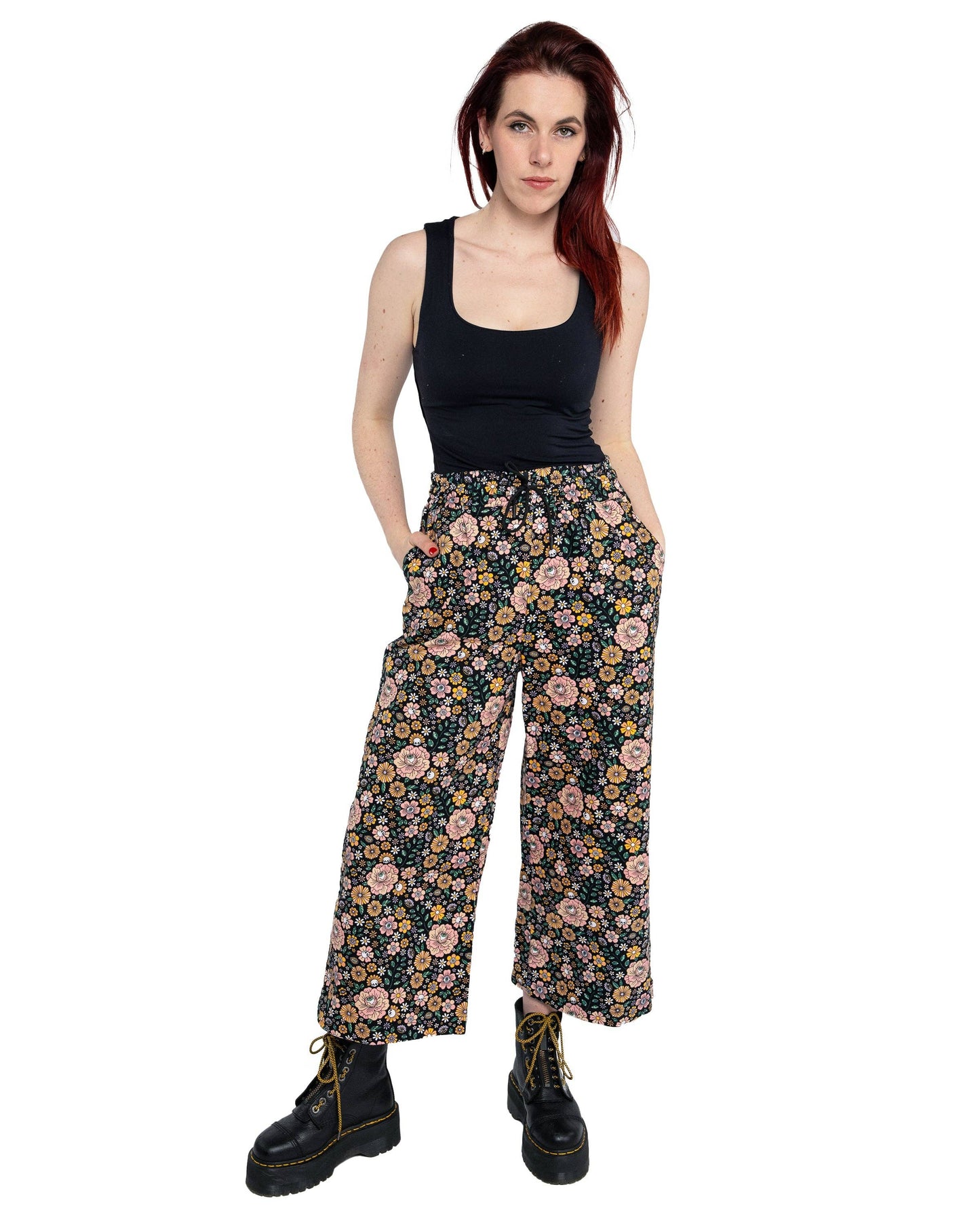 Rebel Romance Eye Spy Floral Cropped Wide Leg Trousers