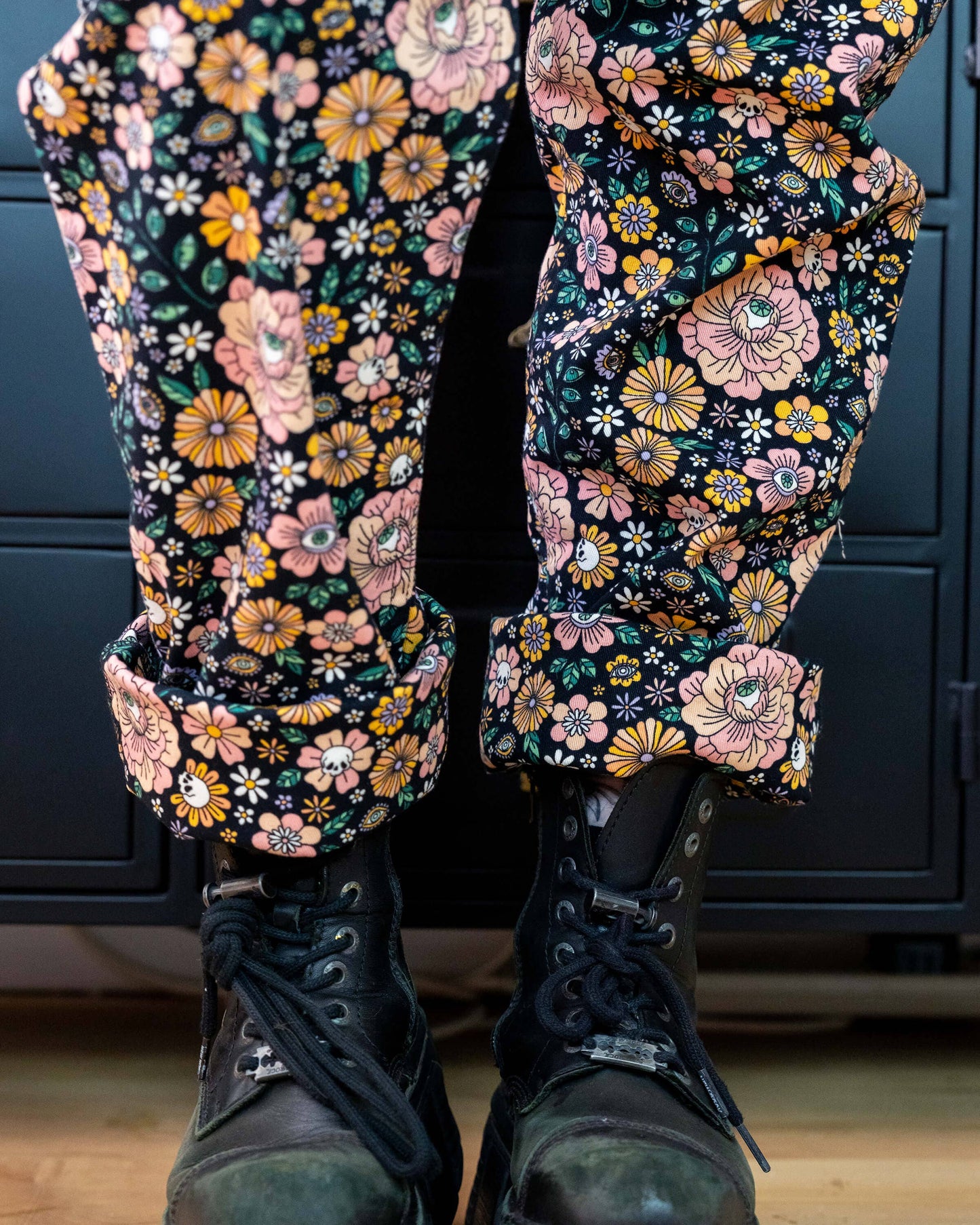 Rebel Romance Eye Spy Floral Stretch Dungarees