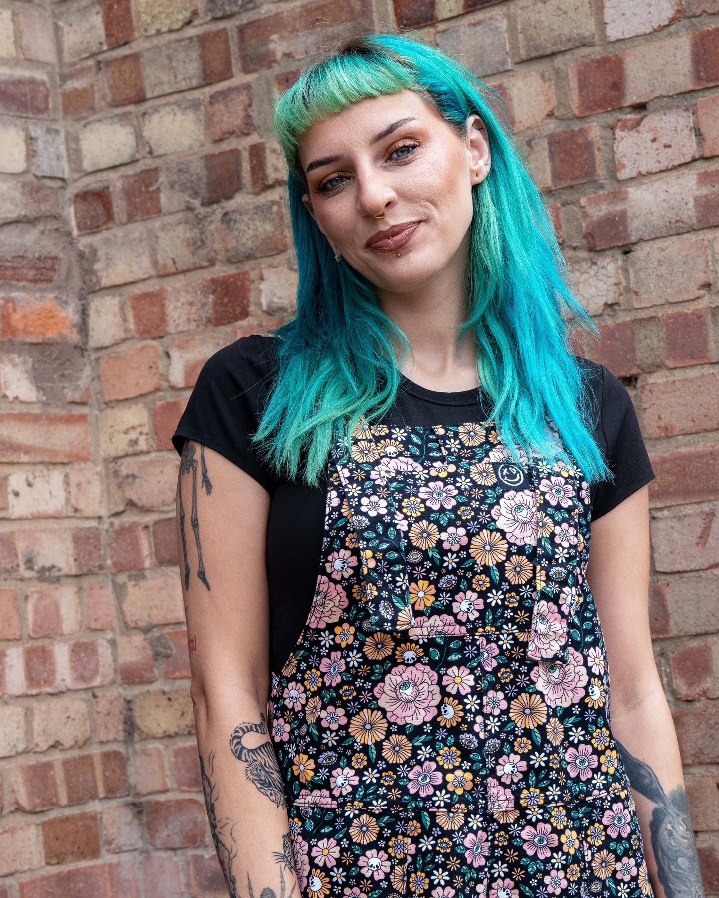 Rebel Romance Eye Spy Floral Stretch Dungarees