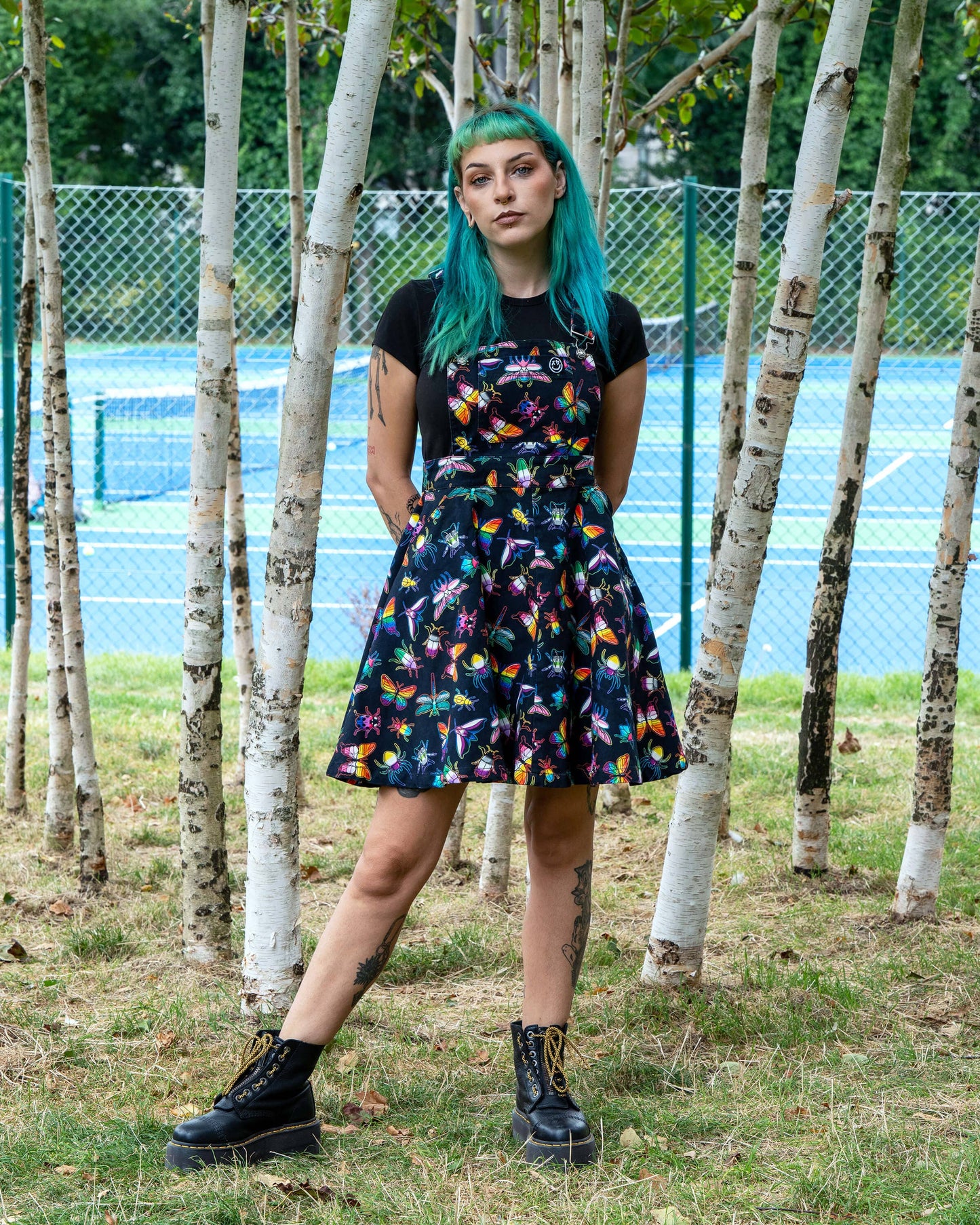 Rebel Romance PRIDE Bugs Stretch Flared Pinafore