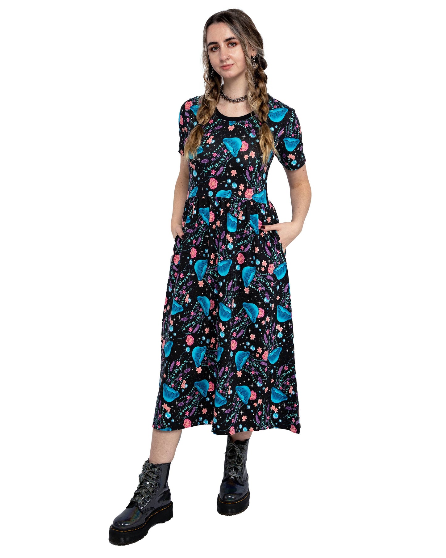 Rebel Romance Floral Jellyfish Midi Dress