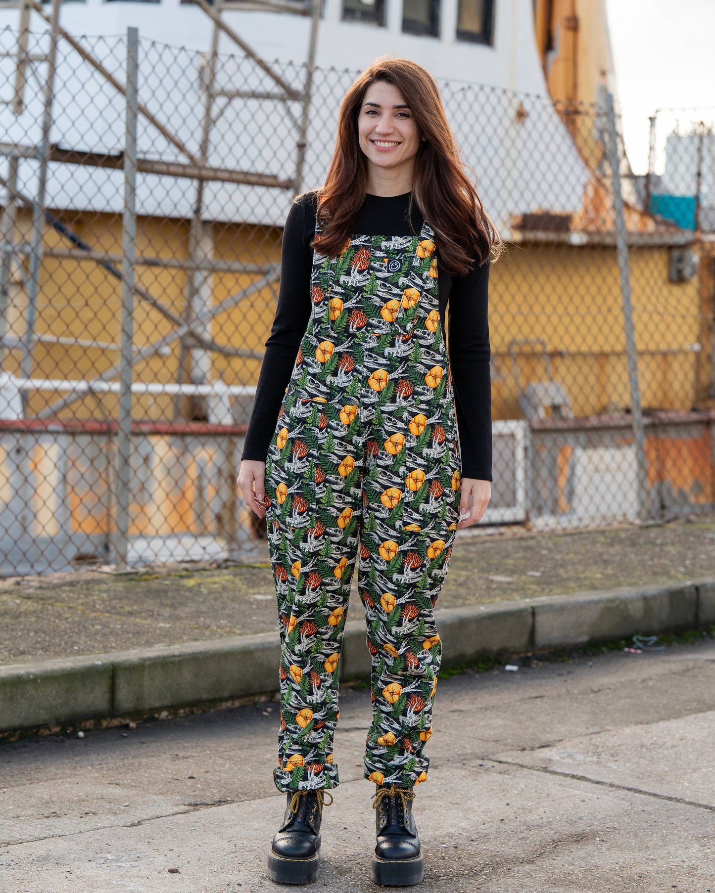 Rebel Romance Jurassic Jumble Stretch Dungarees 