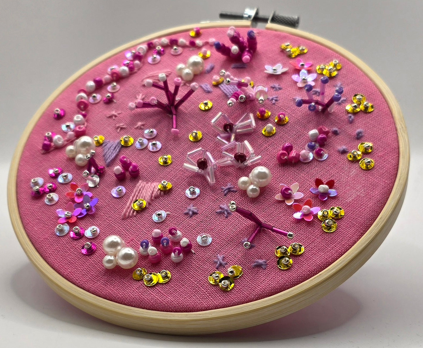 Beaded Embroidery Kit - "Pink Fizz"