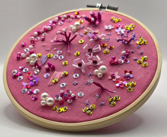 Beaded Embroidery Kit - "Pink Fizz"