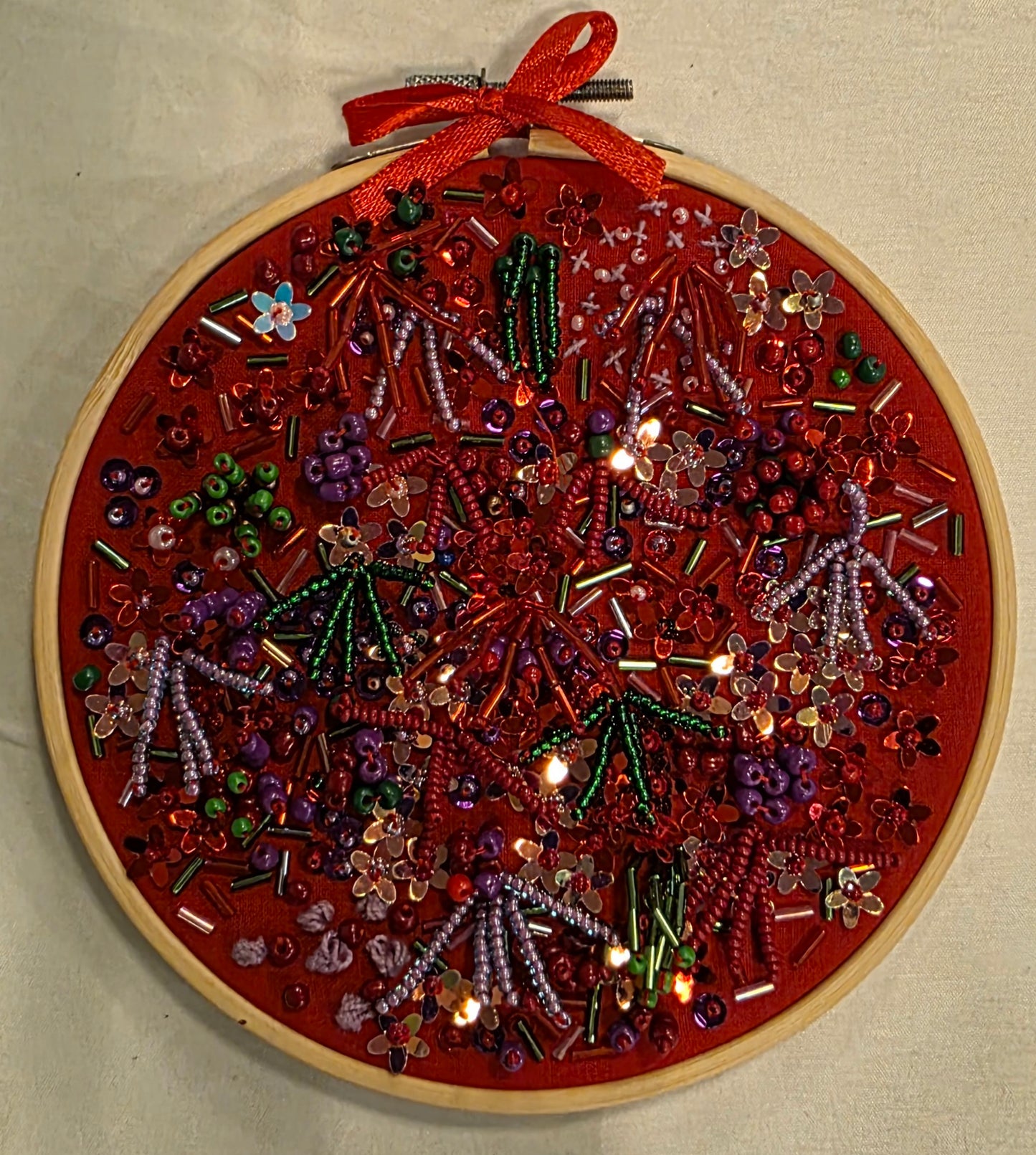 Beaded Embroidery Kit - "Chilli Red"