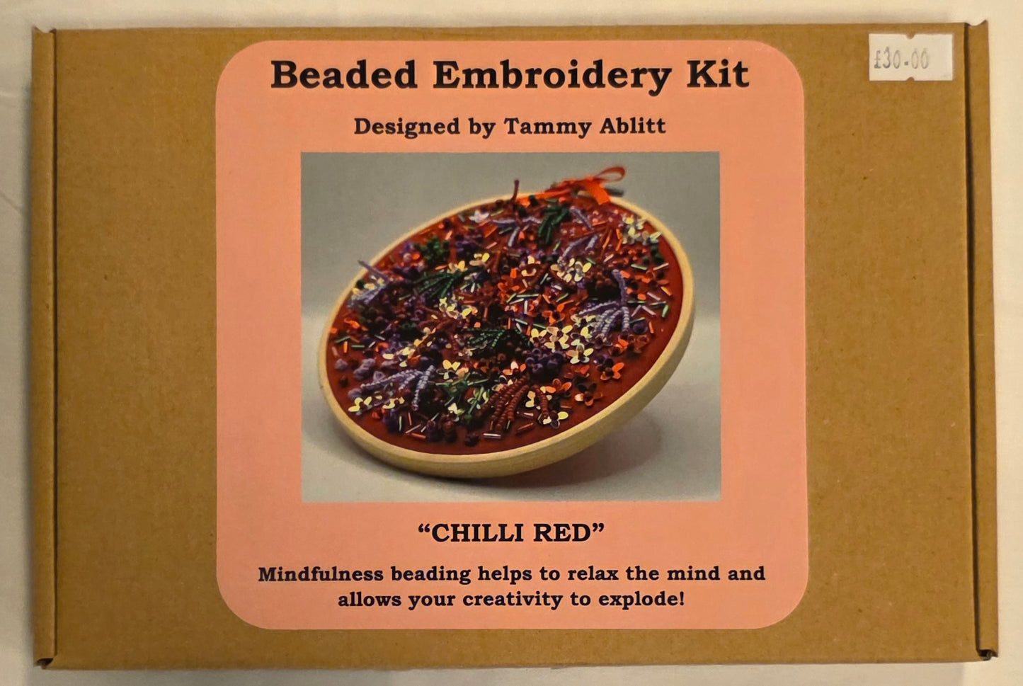 Beaded Embroidery Kit - "Chilli Red"