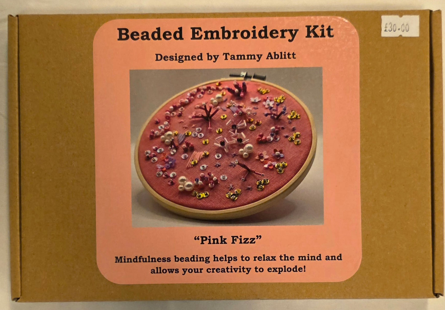 Beaded Embroidery Kit - "Pink Fizz"