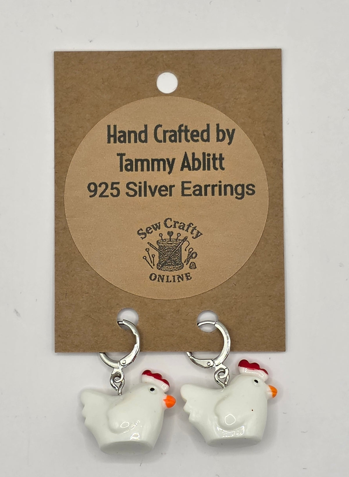 925 Silver Chicken Earrings.