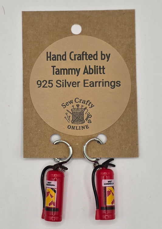 925 Silver Fire Extinguisher Earrings