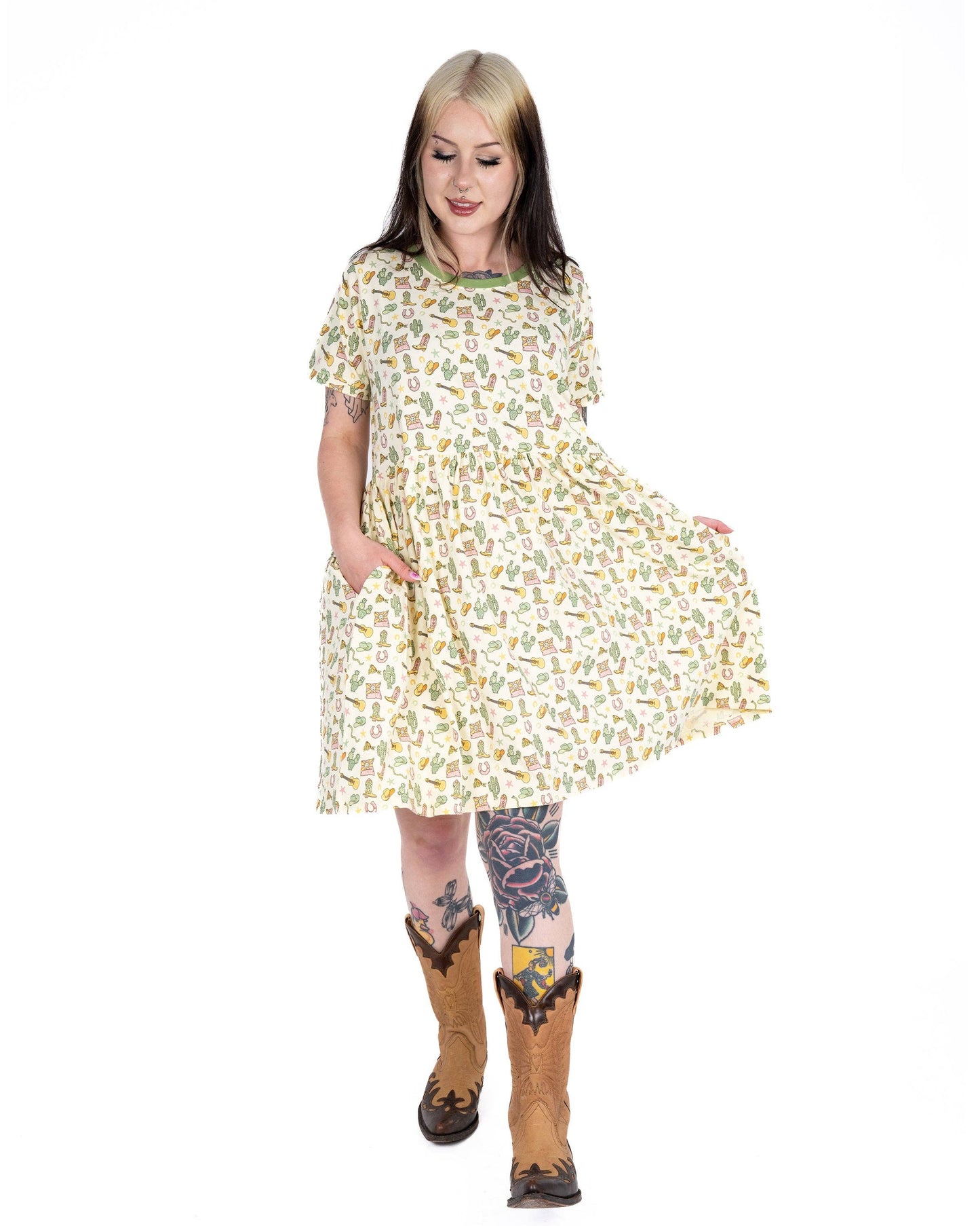 Rebel Romance x Yasmin Cousins Cowboy Stretch Smock Dress