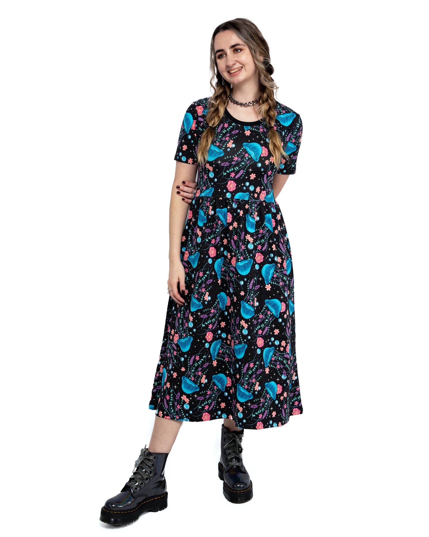 Rebel Romance Floral Jellyfish Midi Dress