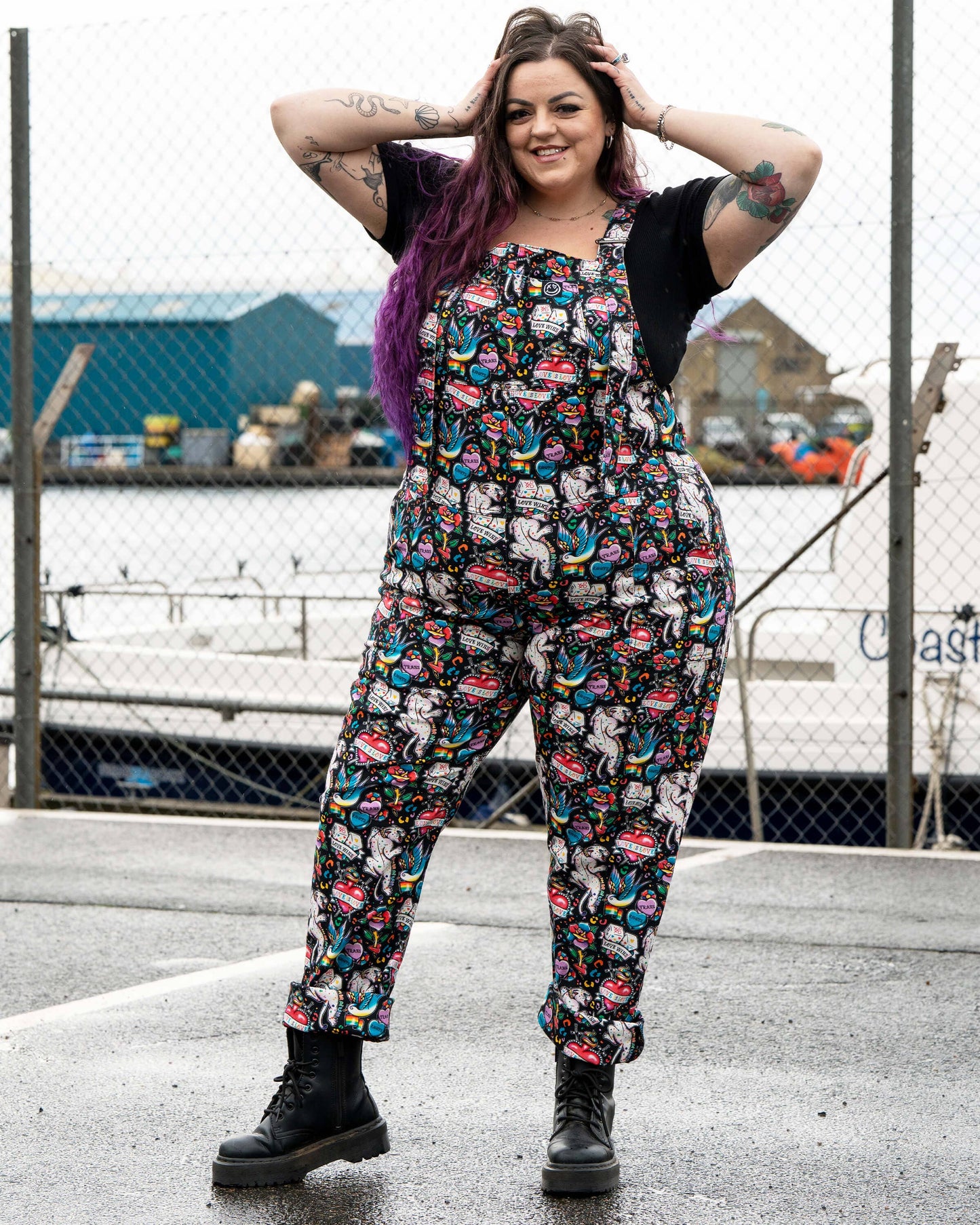Rebel Romance PRIDE Tattoo Stretch Dungarees