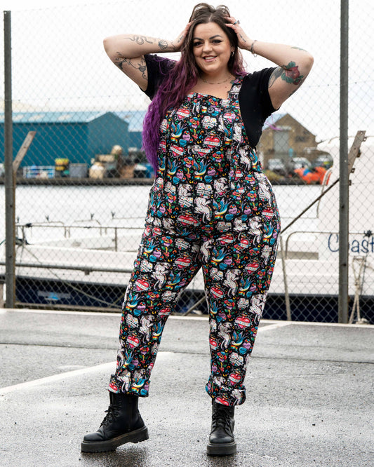 Rebel Romance PRIDE Tattoo Stretch Dungarees