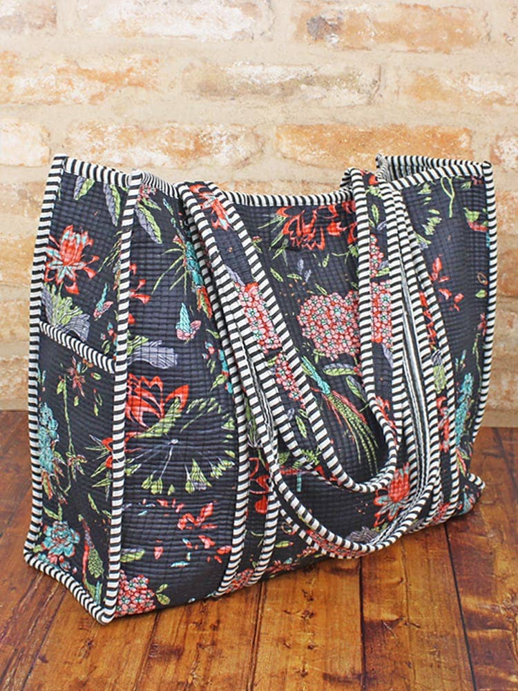 JT1601BL QUILTED COTTON TOTE BAG