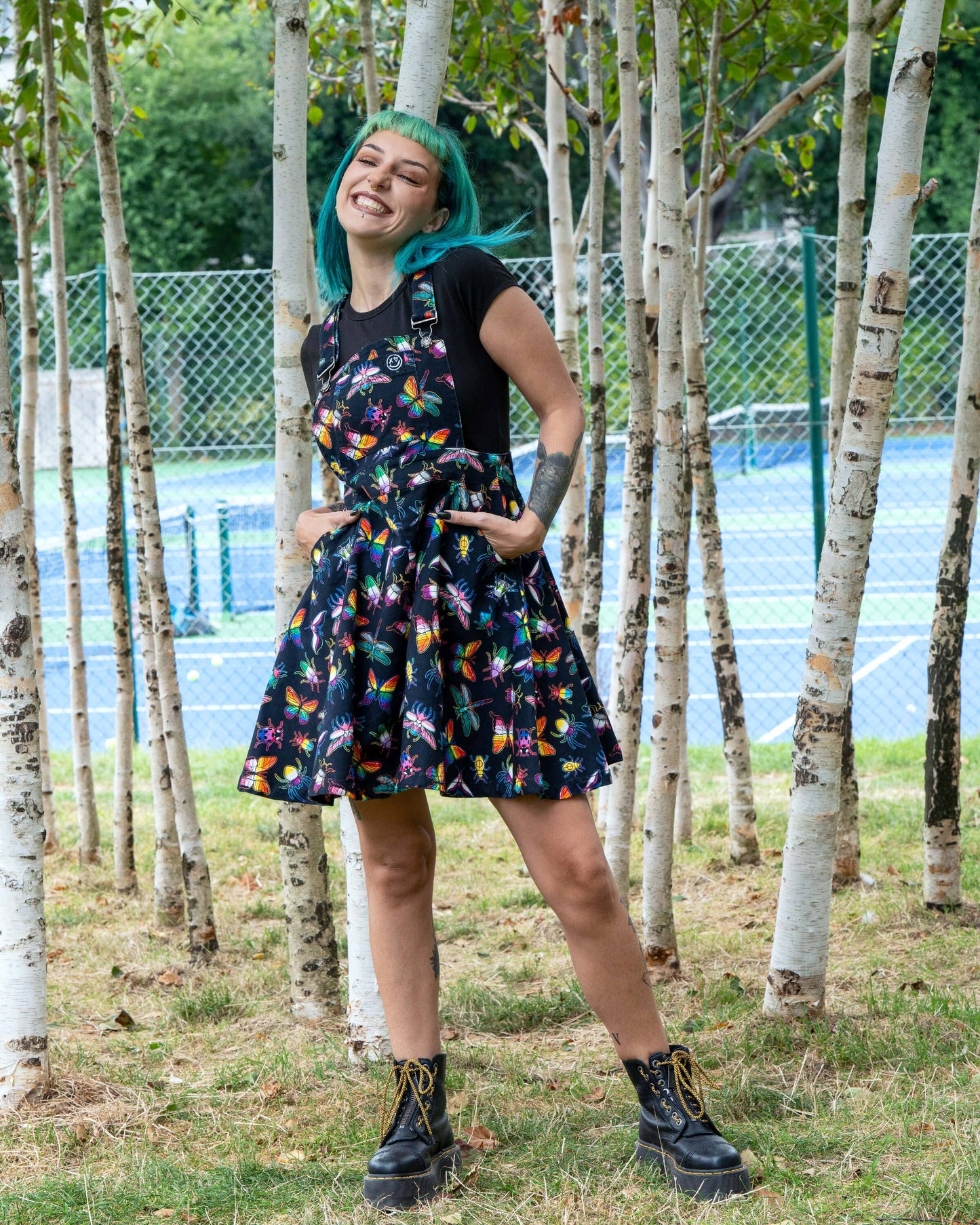Rebel Romance PRIDE Bugs Stretch Flared Pinafore