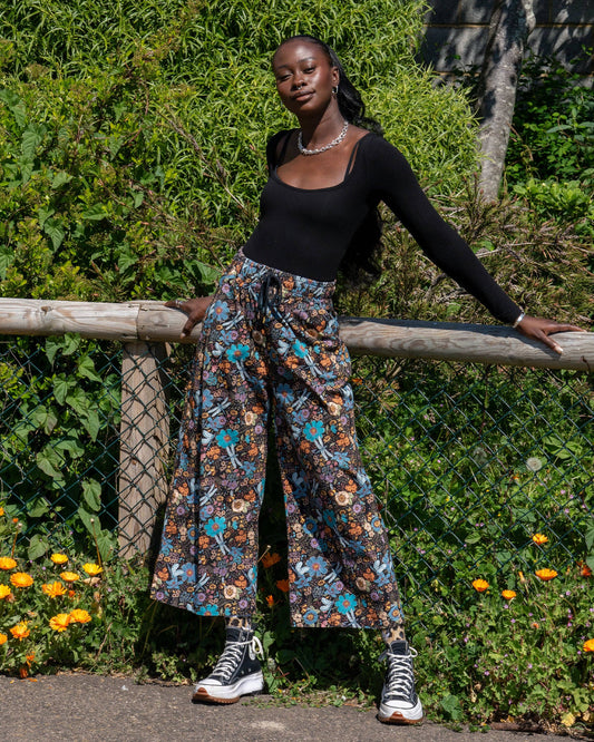 Rebel Romance Black Cottagecore Wide Leg Cropped Trousers