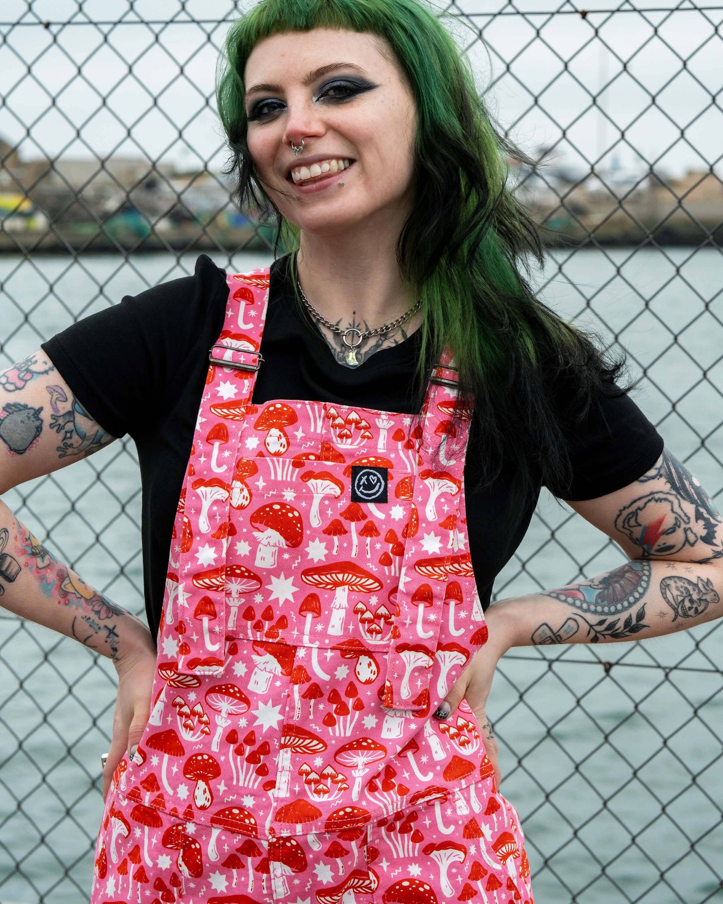 Rebel Romance x Stacey McEvoy-Caunt Mushrooms Stretch Dungarees 