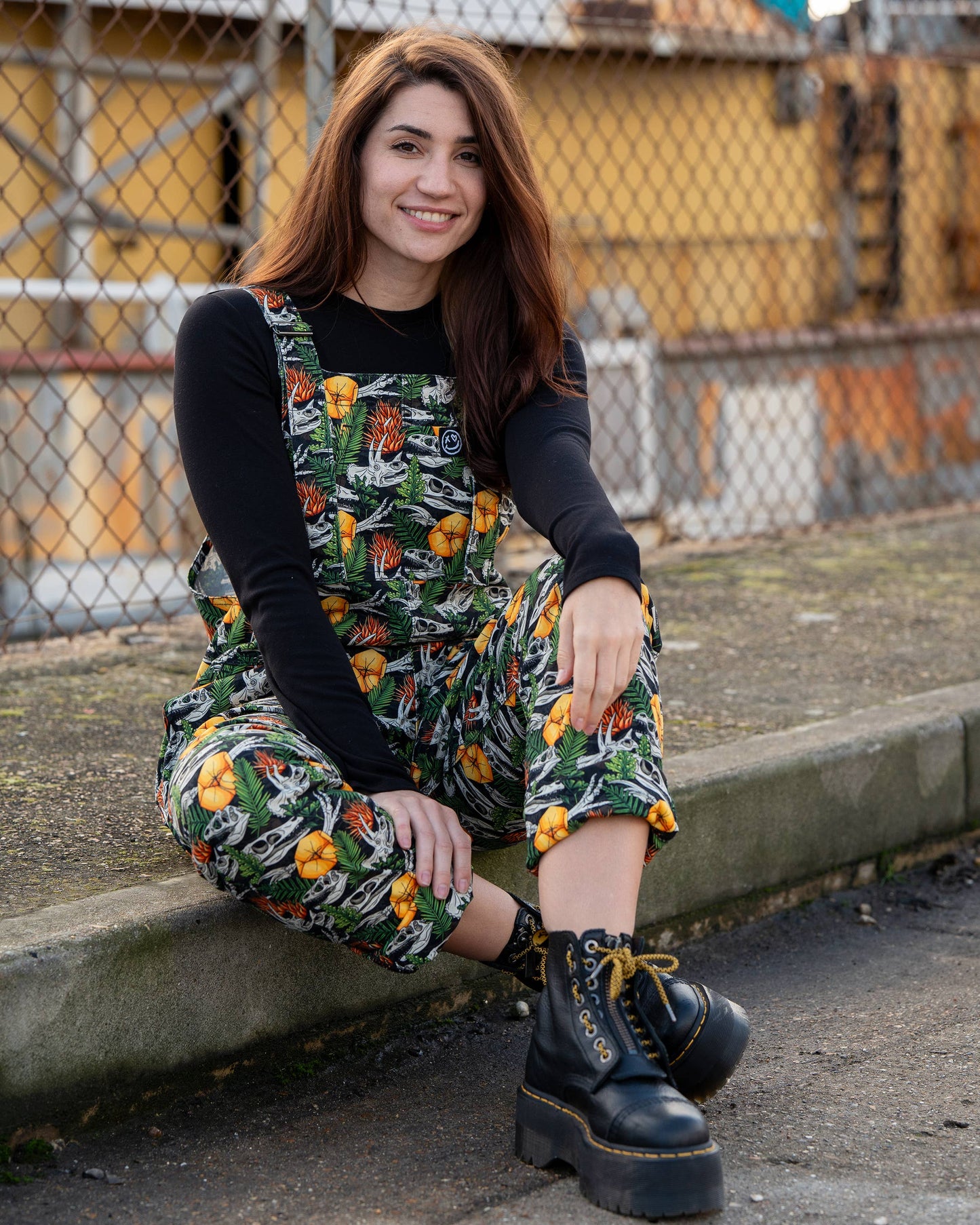 Rebel Romance Jurassic Jumble Stretch Dungarees 