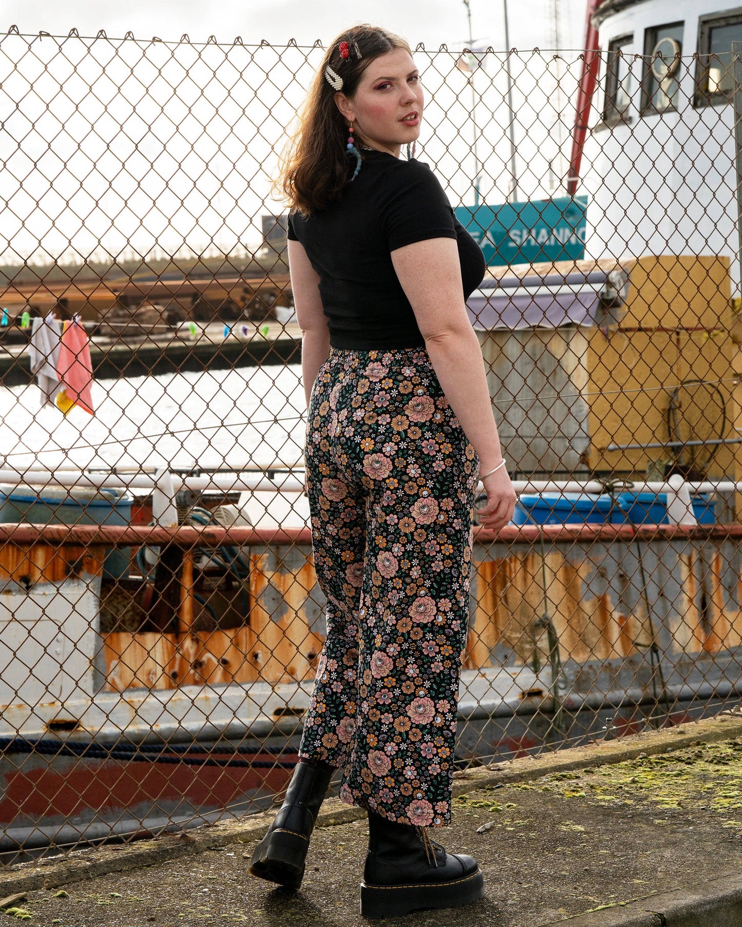 Rebel Romance Eye Spy Floral Cropped Wide Leg Trousers