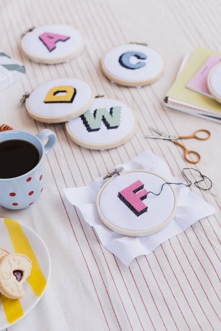 Drop Shadow Monogram Alphabet Cross Stitch Kit