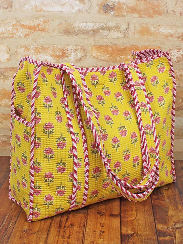 JT1601YL QUILTED COTTON TOTE BAG