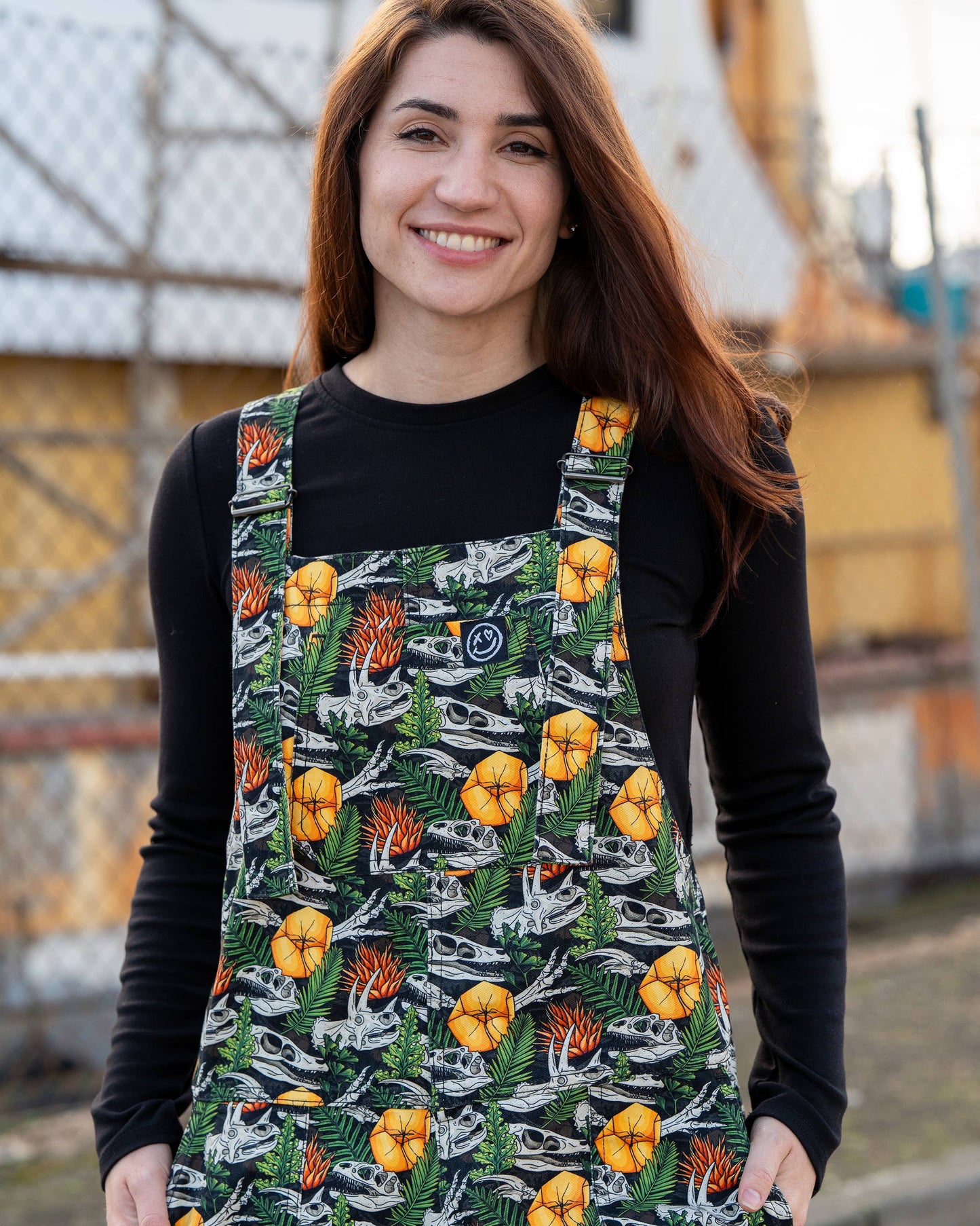 Rebel Romance Jurassic Jumble Stretch Dungarees 
