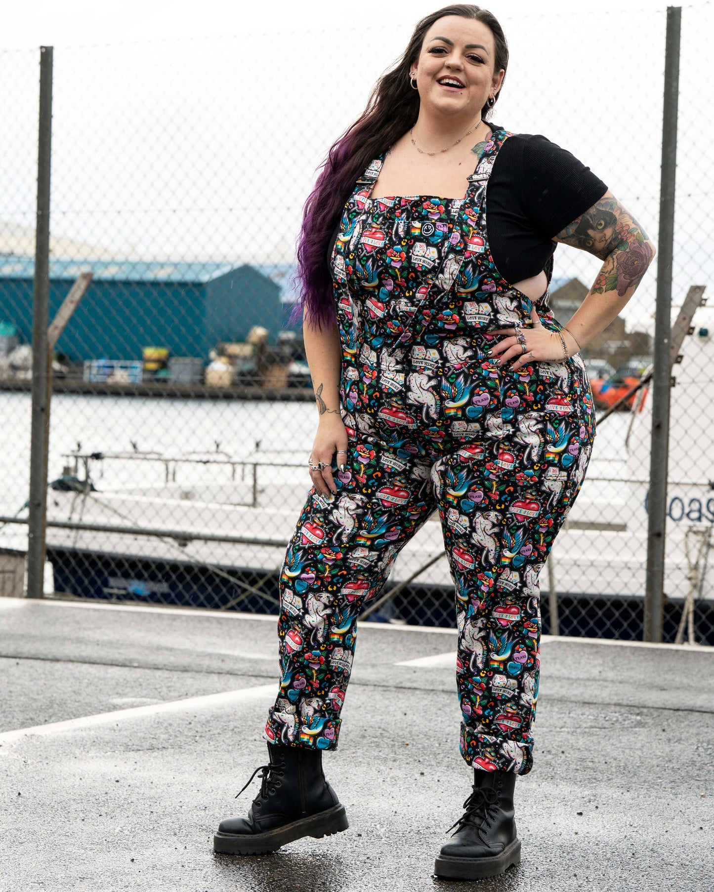 Rebel Romance PRIDE Tattoo Stretch Dungarees