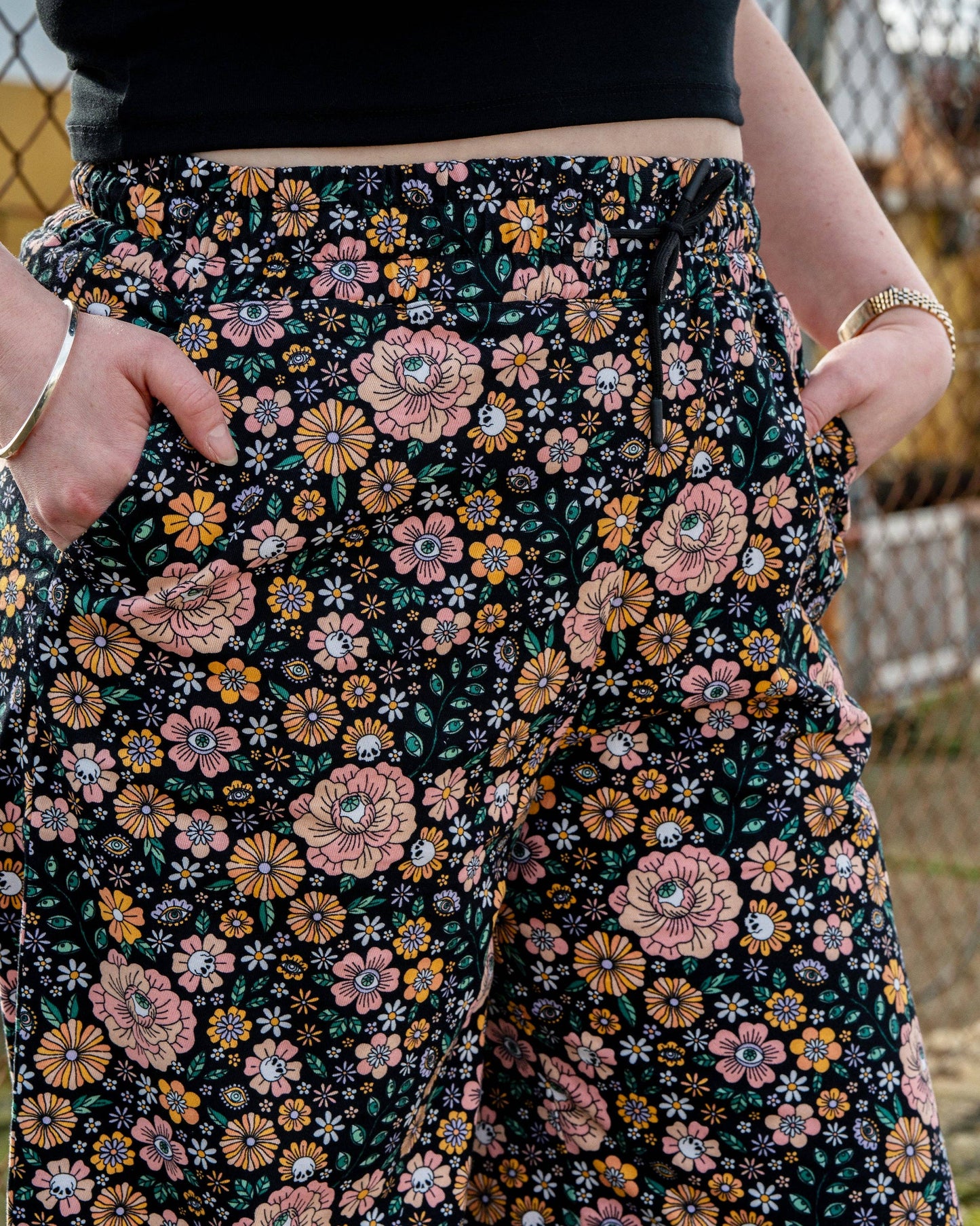 Rebel Romance Eye Spy Floral Cropped Wide Leg Trousers