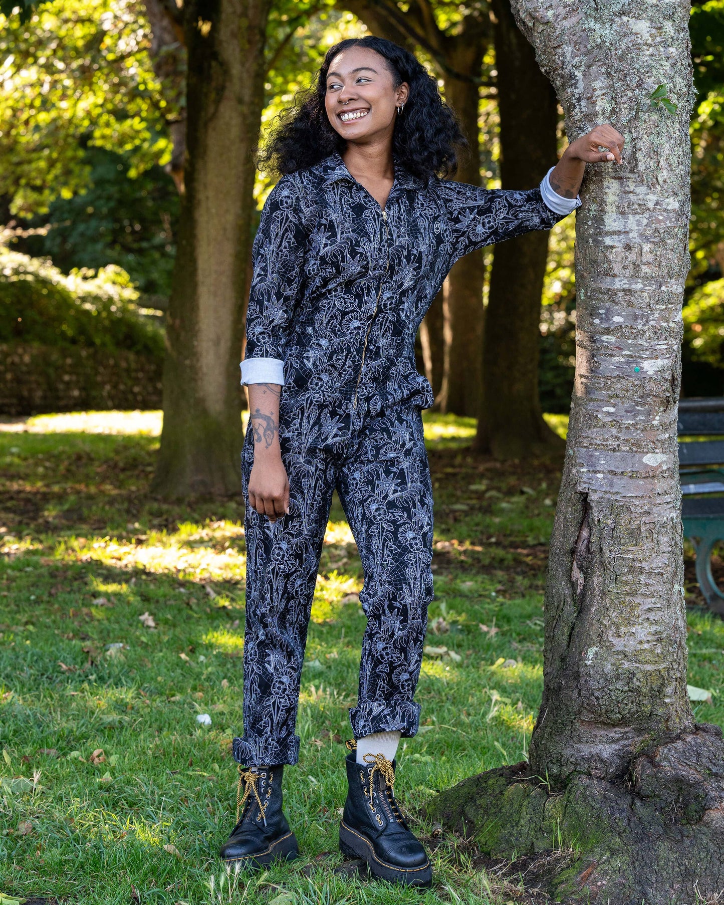Rebel Romance Black Floral Cobweb Boiler Suit