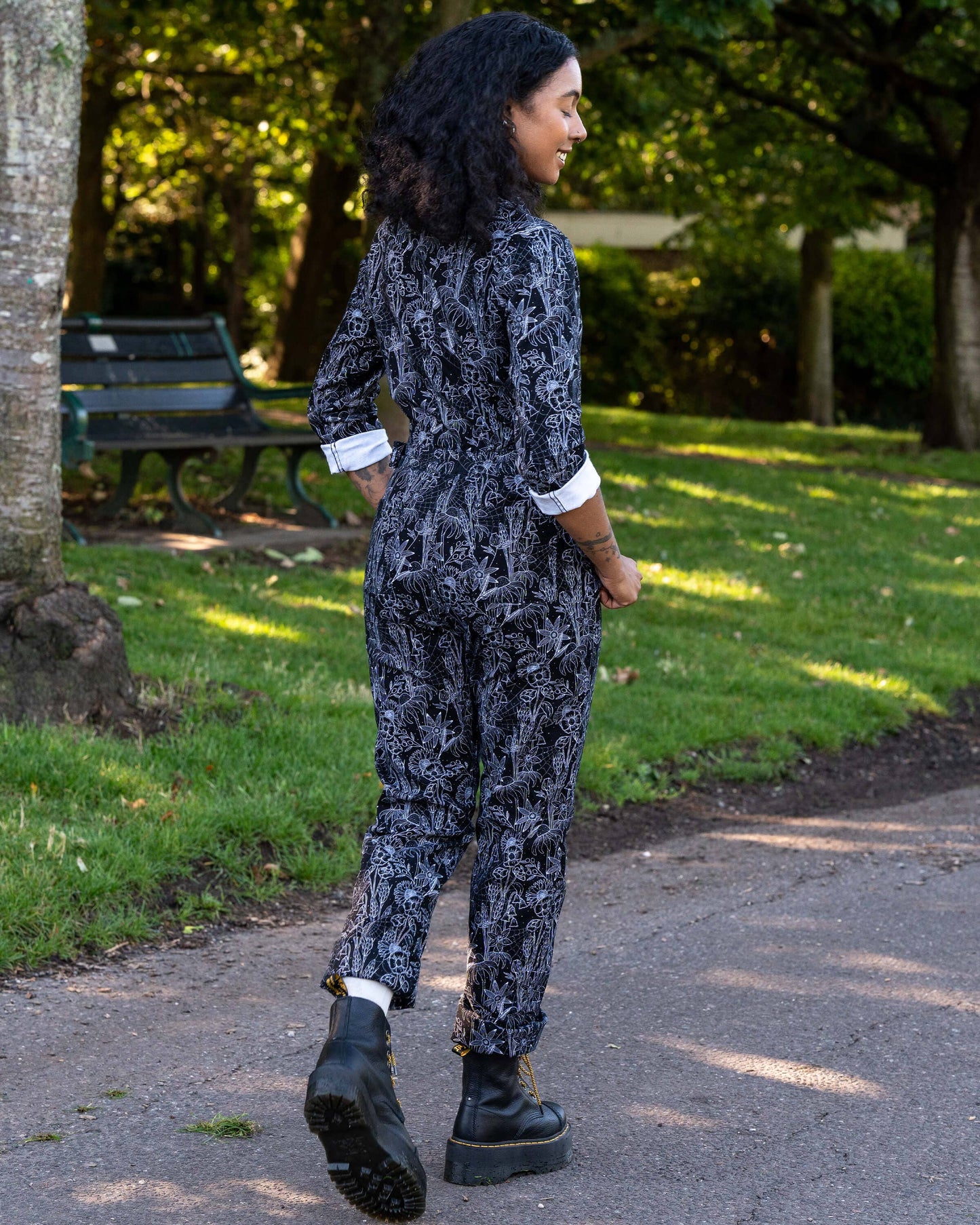 Rebel Romance Black Floral Cobweb Boiler Suit