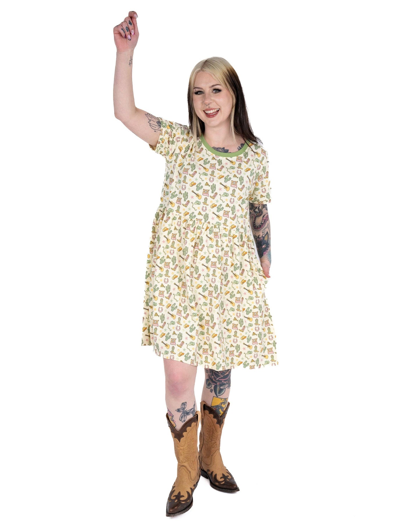 Rebel Romance x Yasmin Cousins Cowboy Stretch Smock Dress
