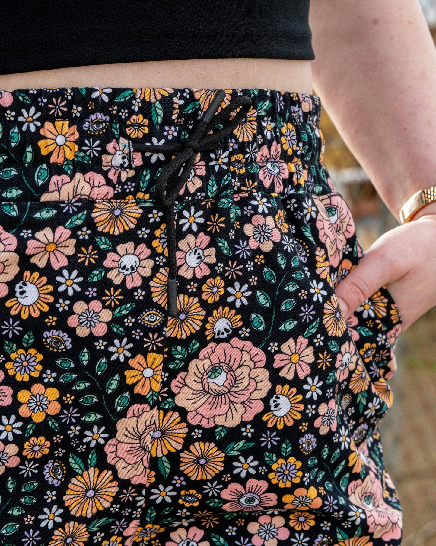 Rebel Romance Eye Spy Floral Cropped Wide Leg Trousers
