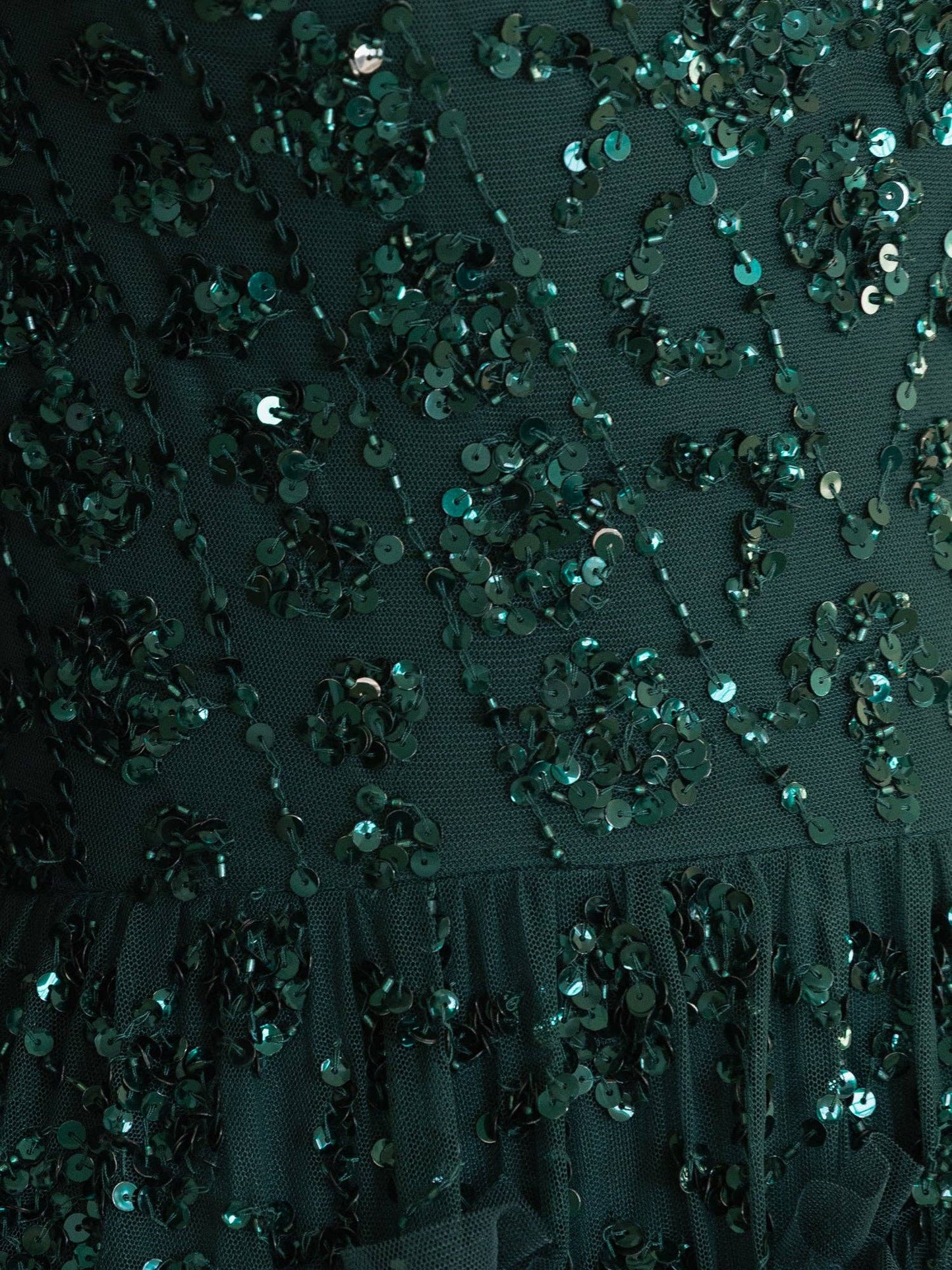 Maya Emerald Fully Embellished Maxi Dress with Frill Detail