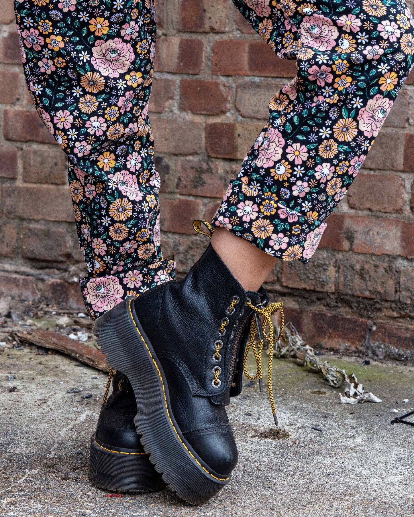 Rebel Romance Eye Spy Floral Stretch Dungarees