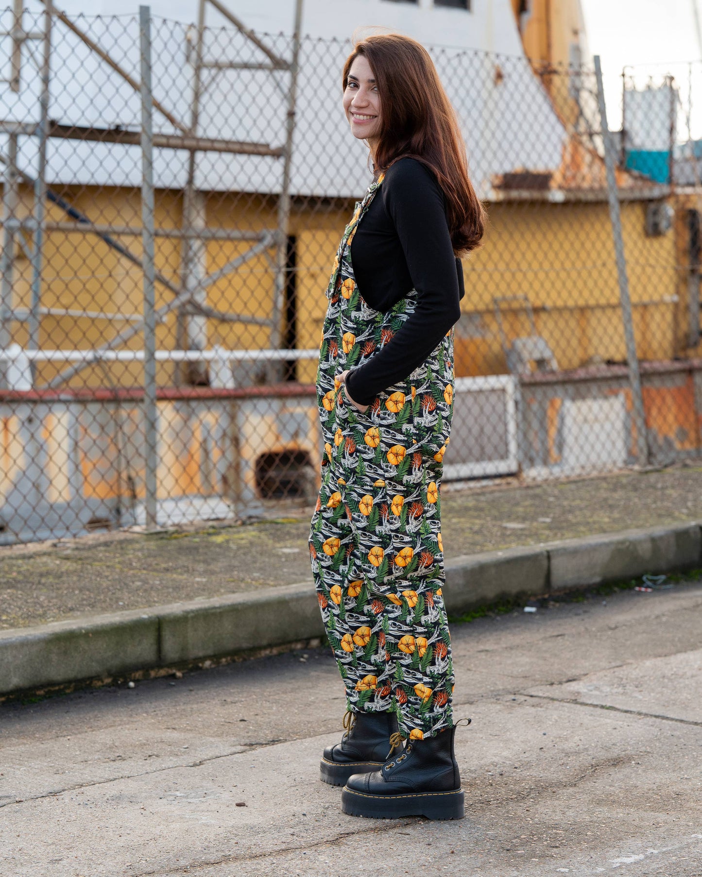 Rebel Romance Jurassic Jumble Stretch Dungarees 
