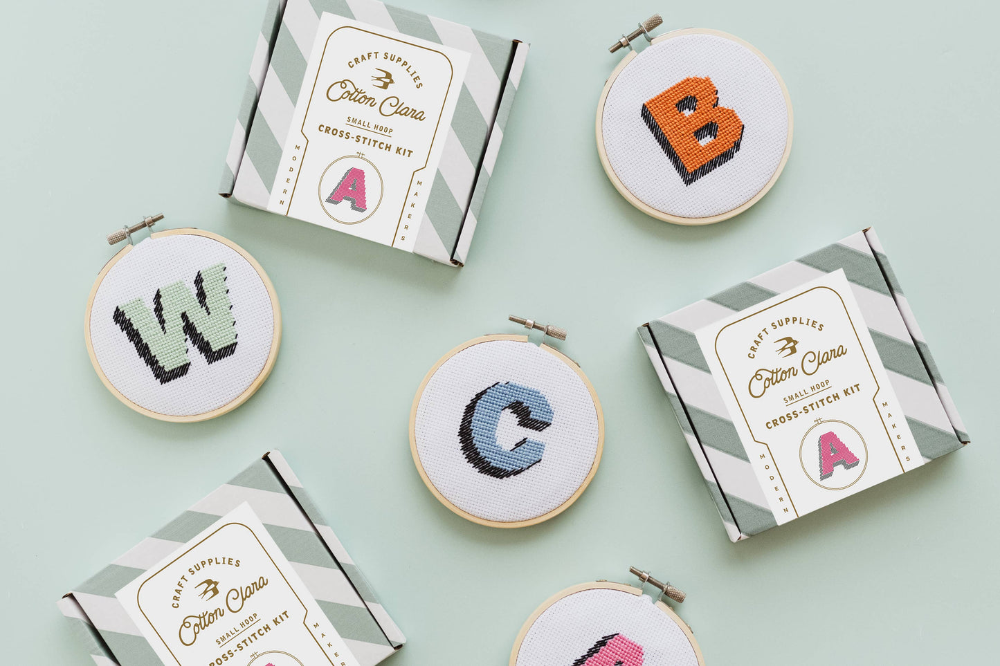 Drop Shadow Monogram Alphabet Cross Stitch Kit