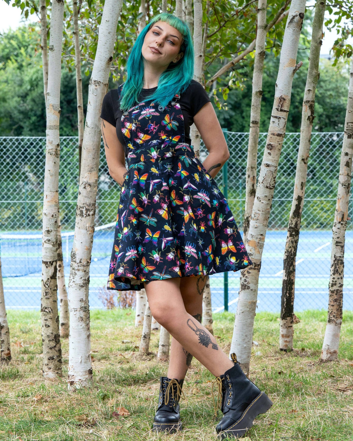 Rebel Romance PRIDE Bugs Stretch Flared Pinafore