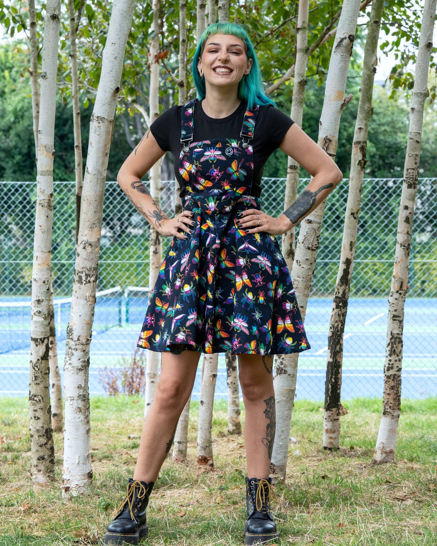 Rebel Romance PRIDE Bugs Stretch Flared Pinafore