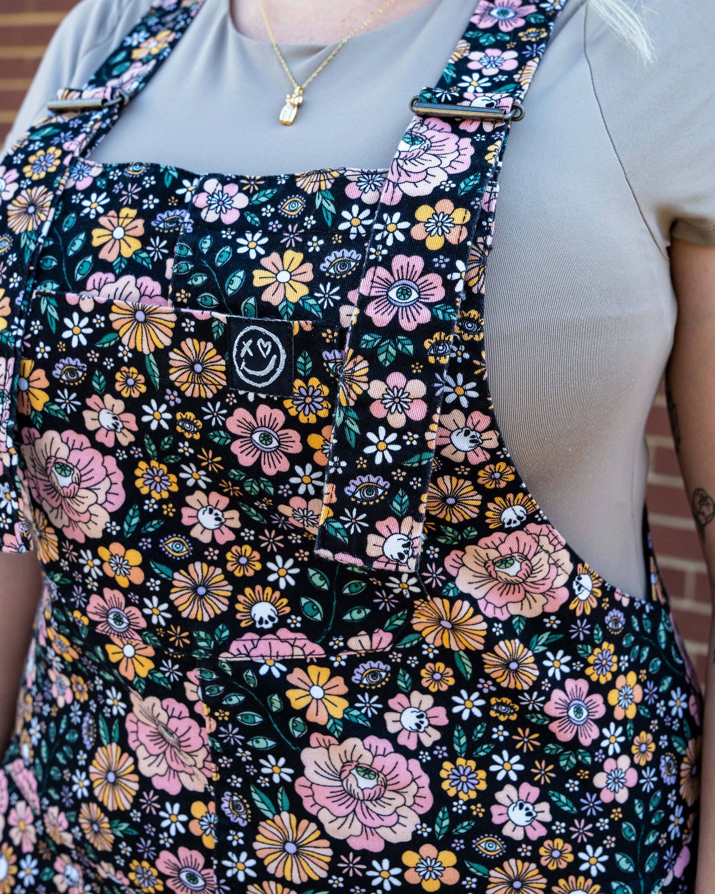 Rebel Romance Eye Spy Floral Stretch Dungarees