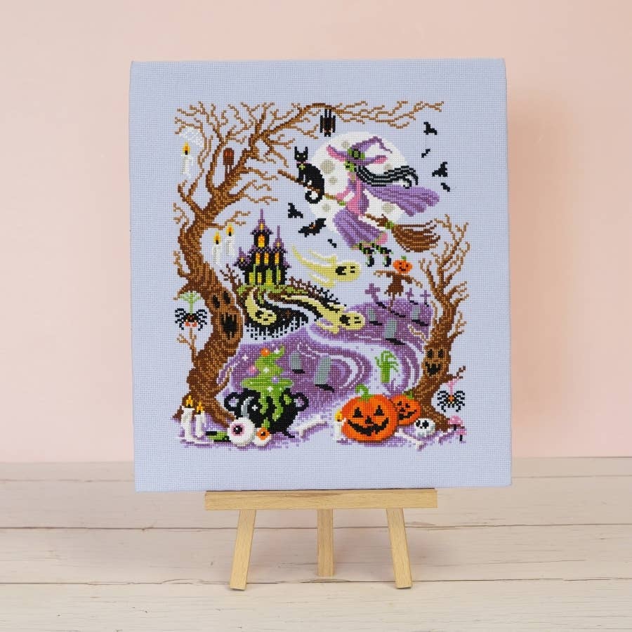 Ghostly Gathering - Halloween-Themed Cross Stitch Kit