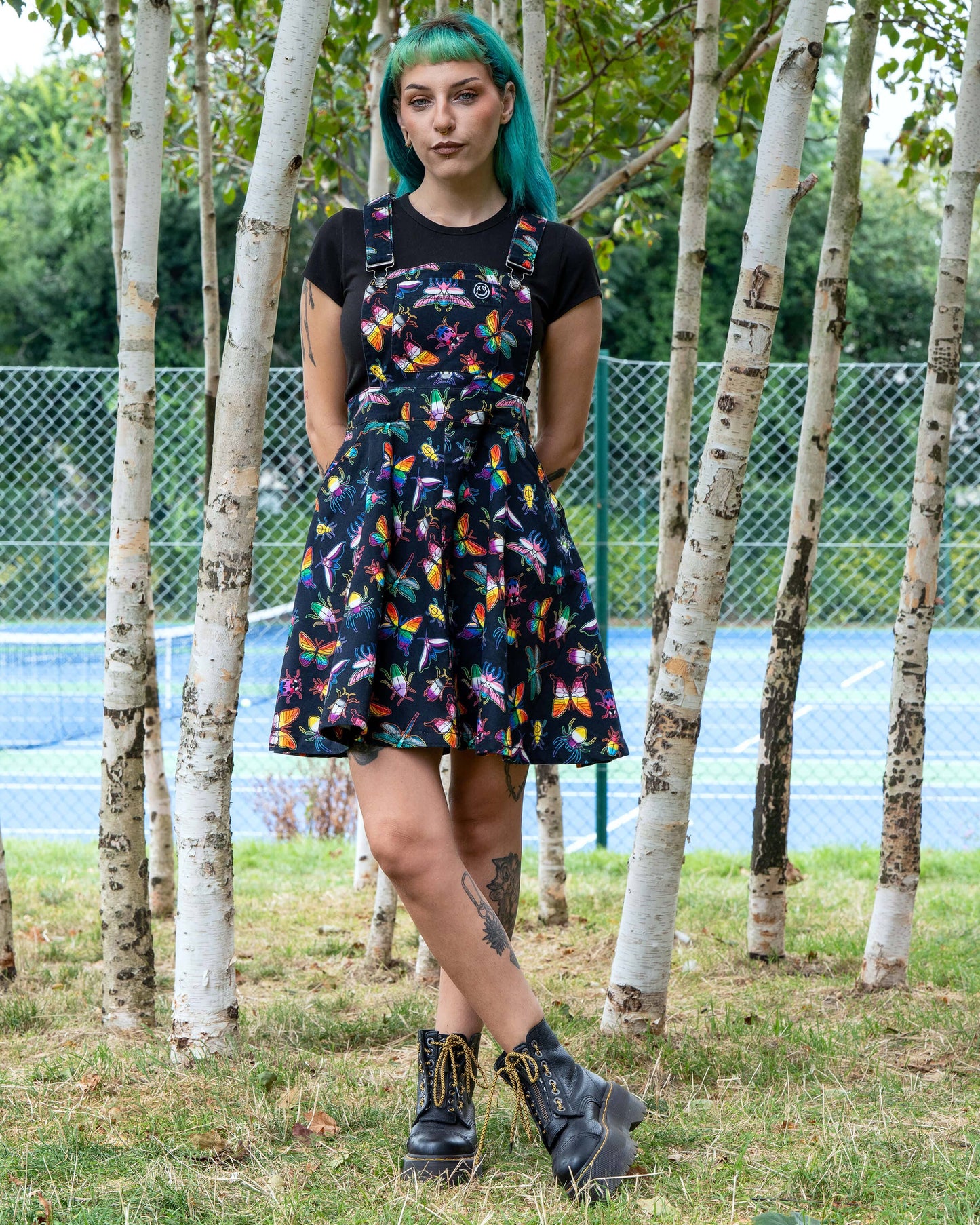 Rebel Romance PRIDE Bugs Stretch Flared Pinafore
