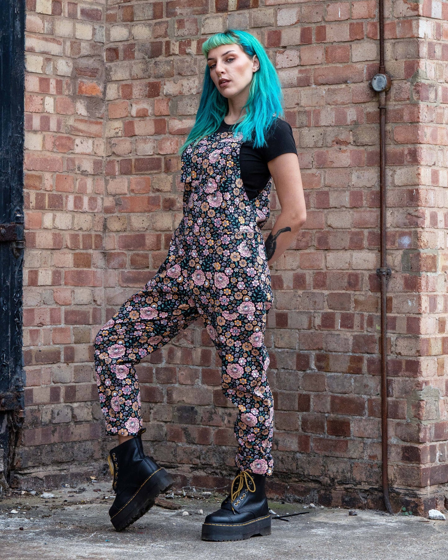Rebel Romance Eye Spy Floral Stretch Dungarees
