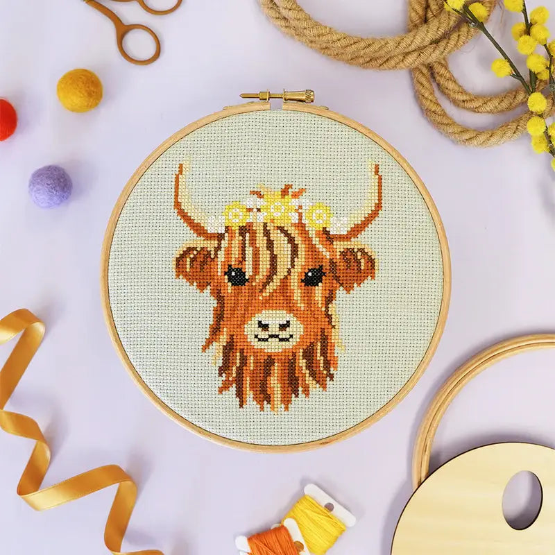 Hamish The Highland Cow - Cross Stitch Kit