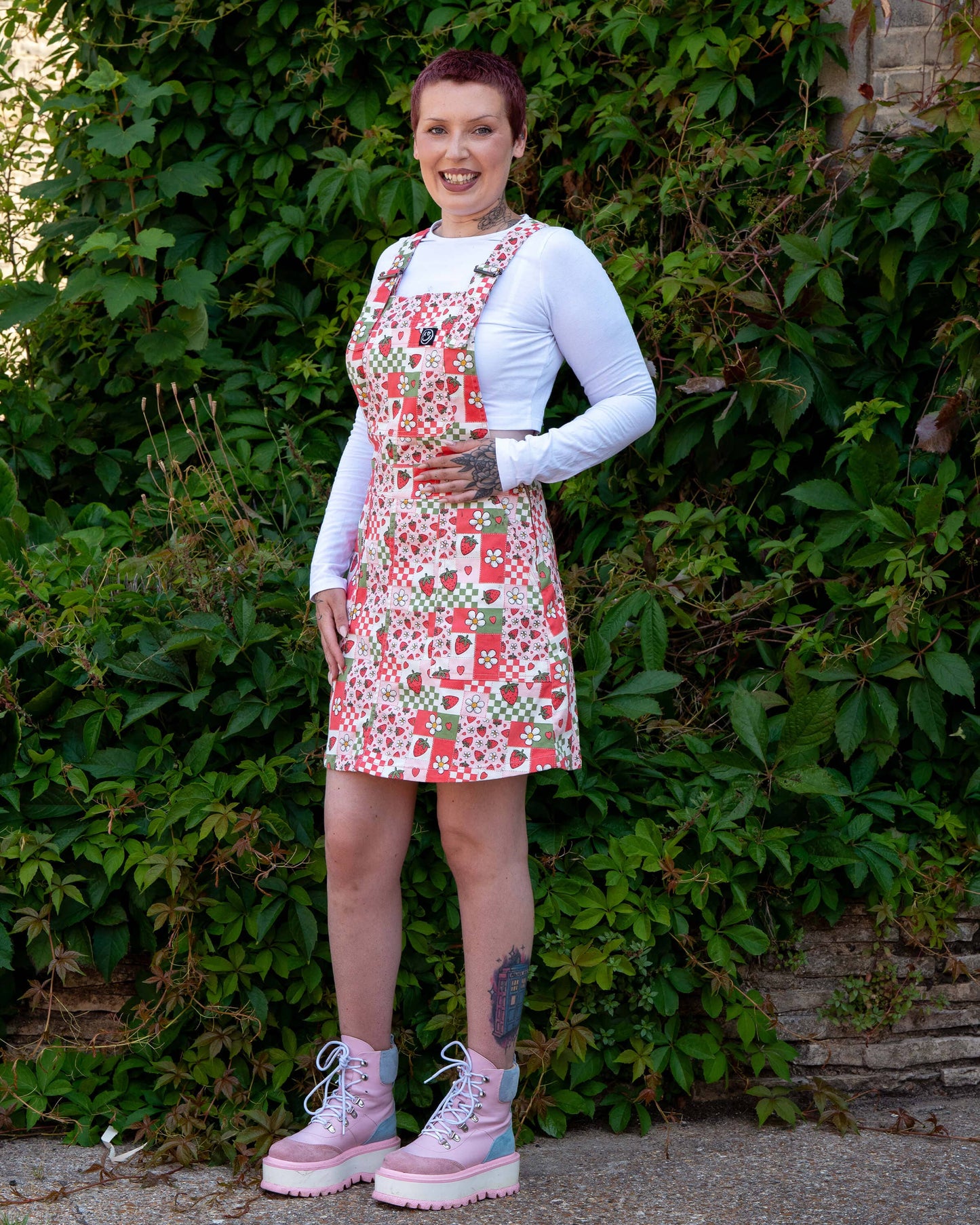 Rebel Romance Strawberry Picnic Stretch Pinafore