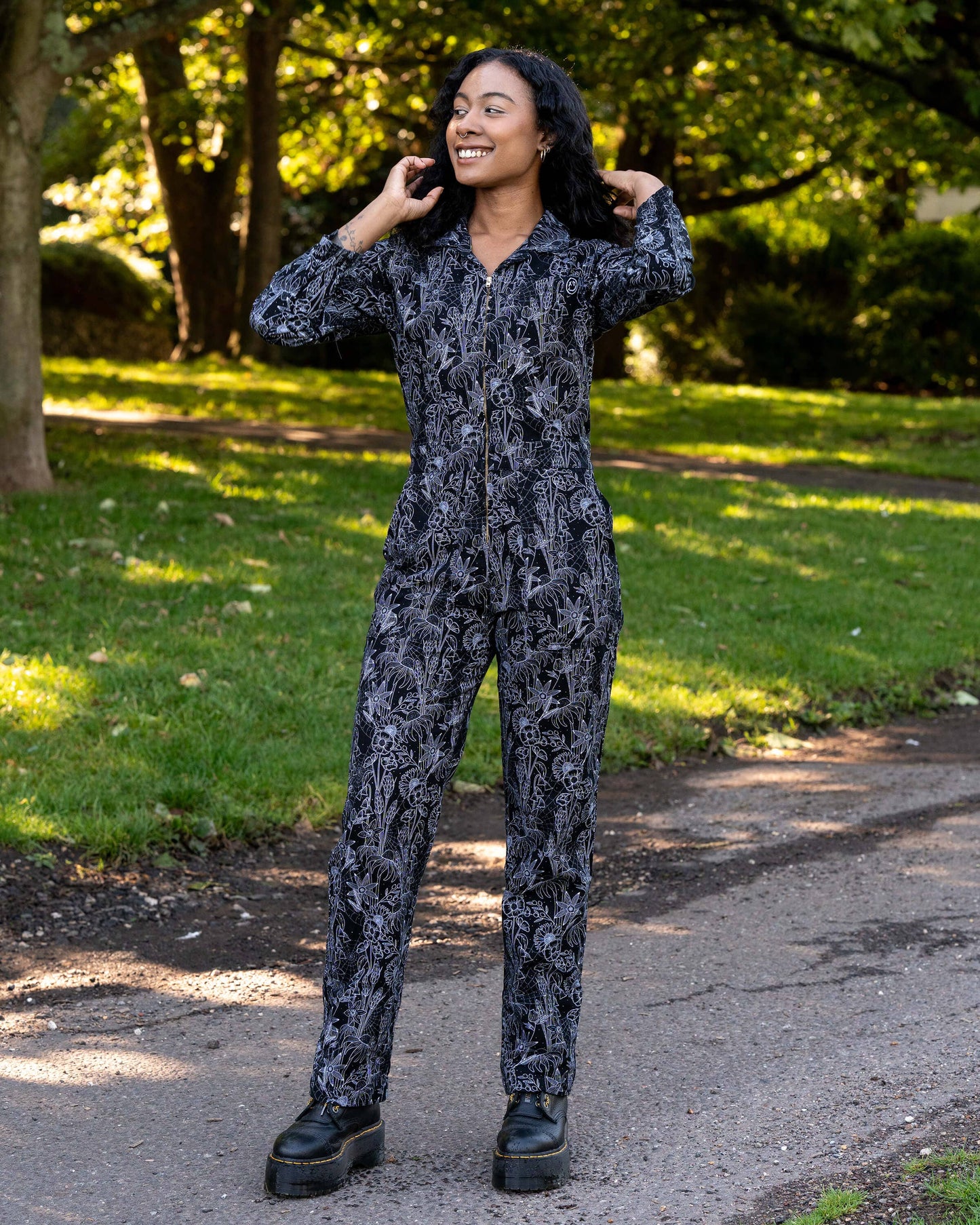 Rebel Romance Black Floral Cobweb Boiler Suit