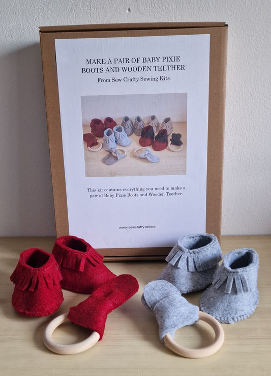 Baby Pixie Boots & Wooden Teether Sewing Kit.