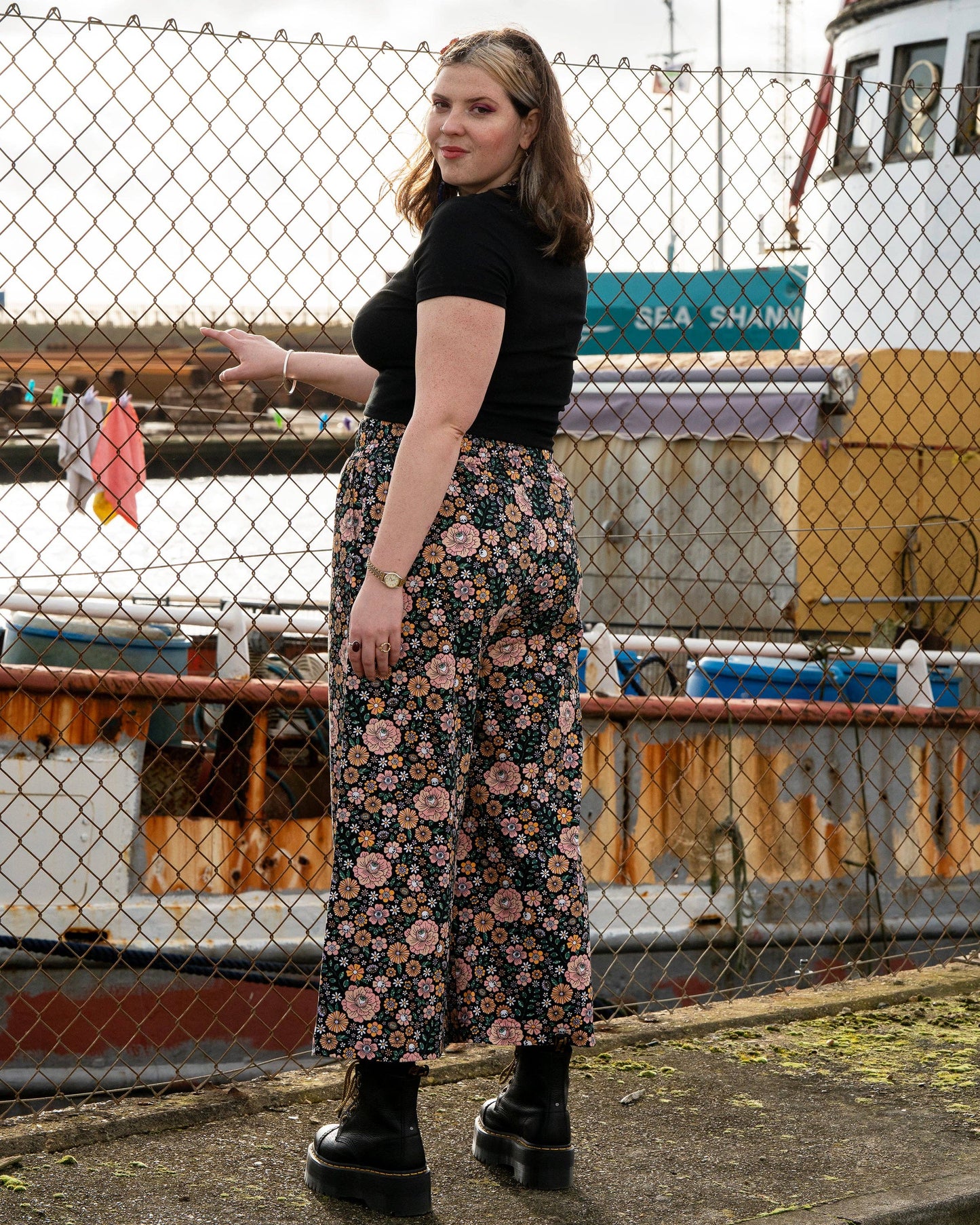 Rebel Romance Eye Spy Floral Cropped Wide Leg Trousers