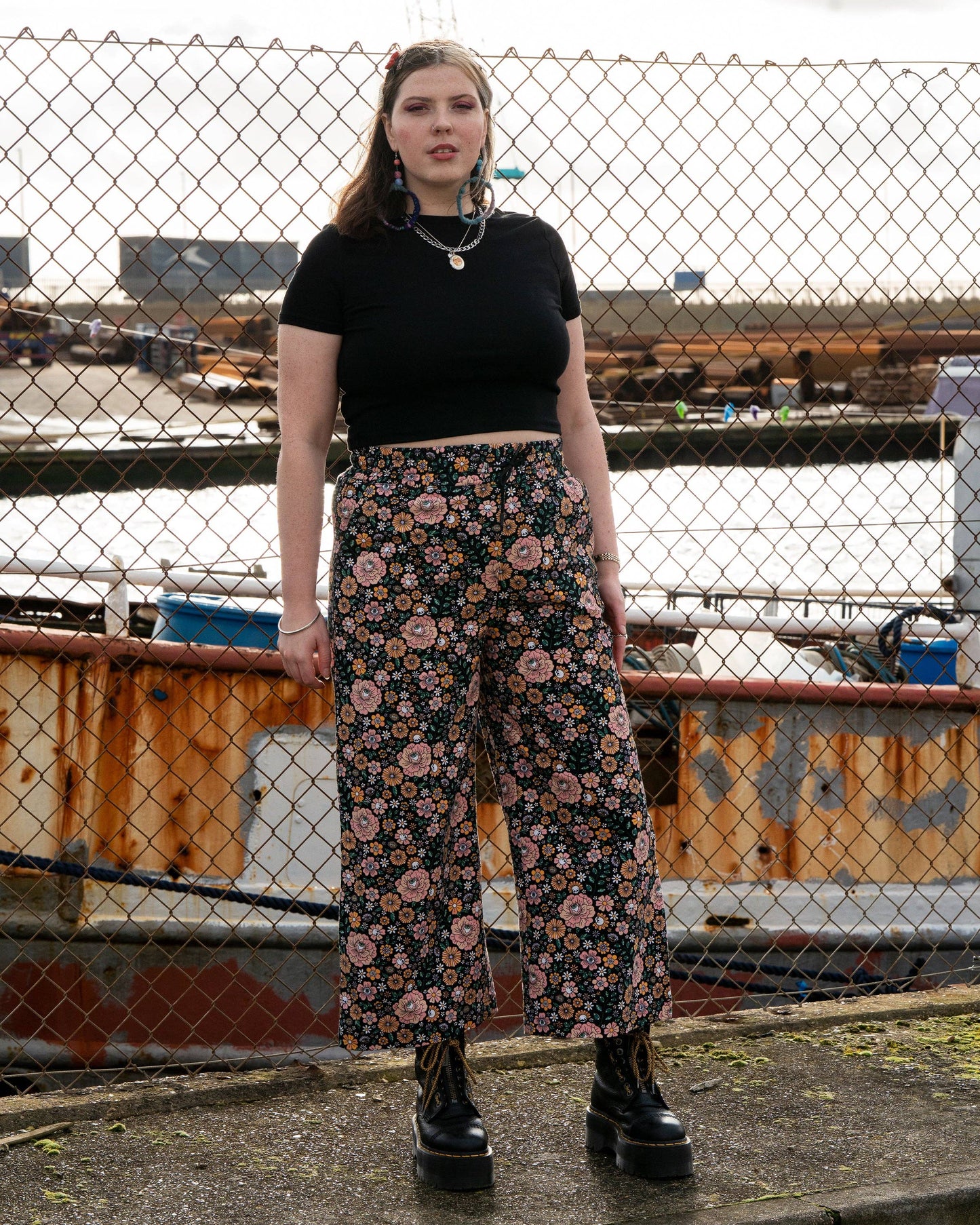 Rebel Romance Eye Spy Floral Cropped Wide Leg Trousers