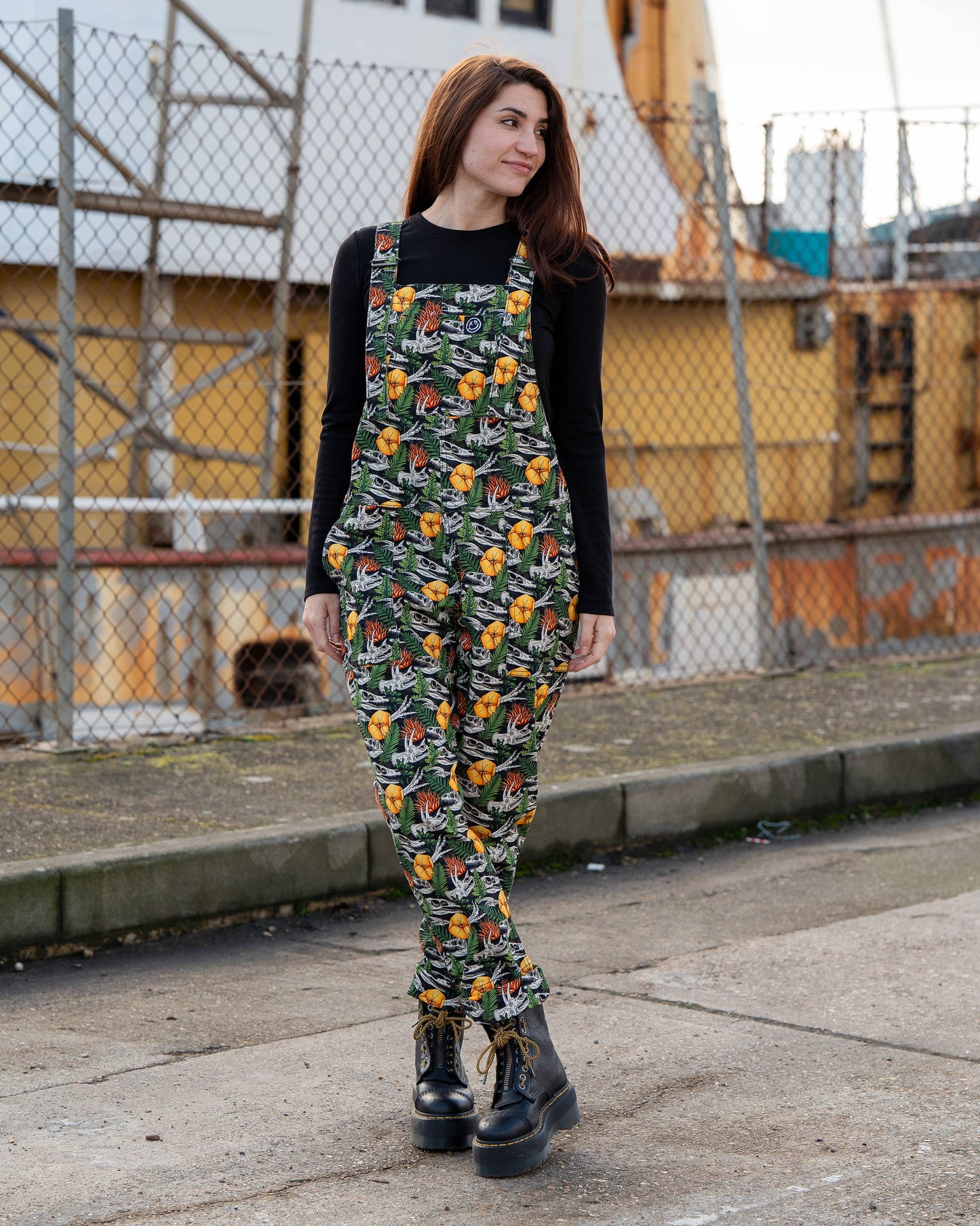 Rebel Romance Jurassic Jumble Stretch Dungarees 